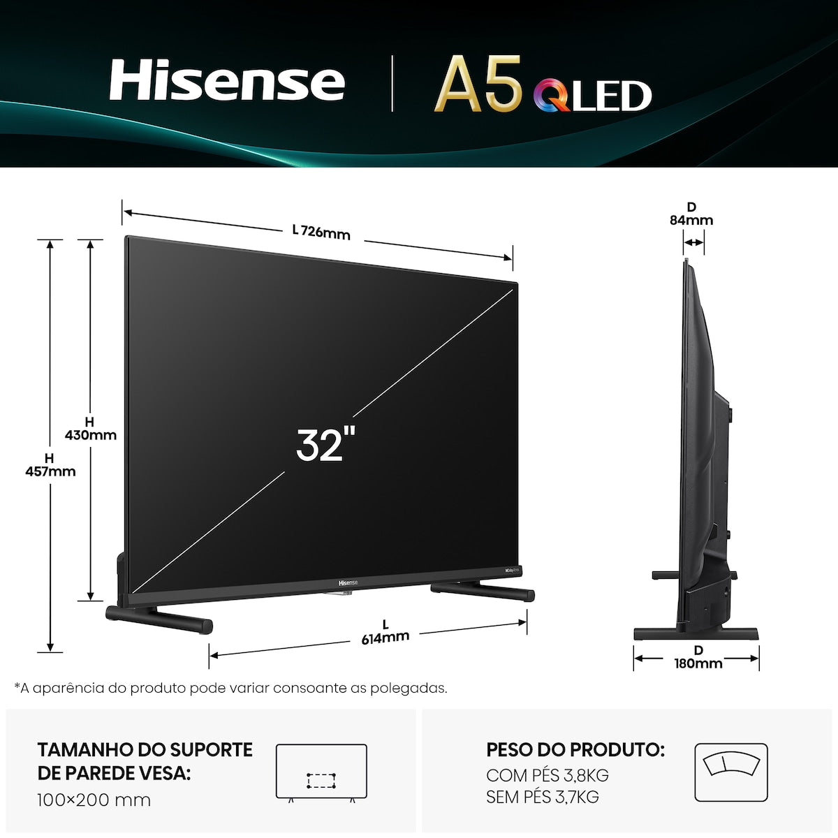 TV Hisense 40A5Q | 40", QLED, Full HD