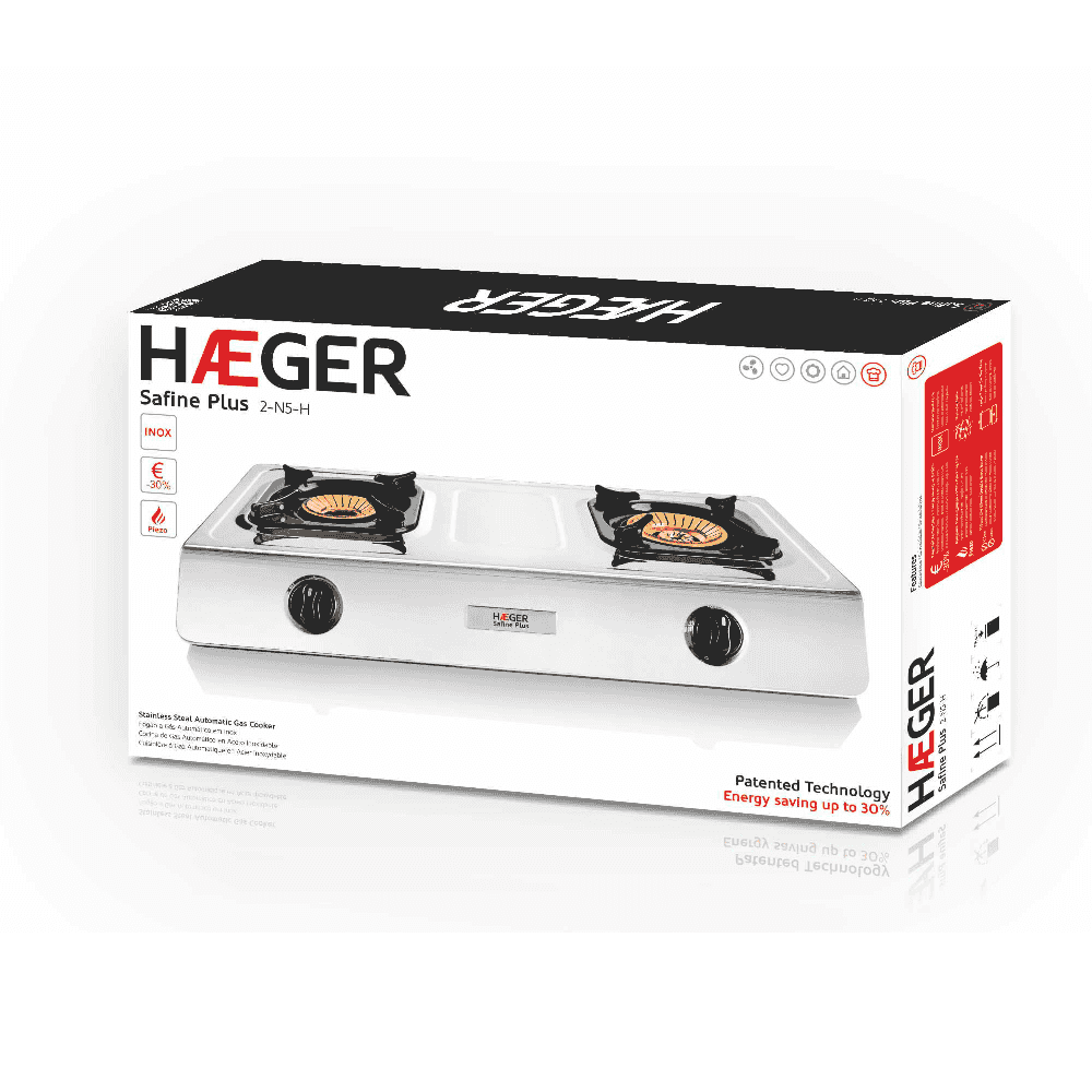 Fogareiro a Gás Haeger Safine Plus | Inox, 2 Queimadores