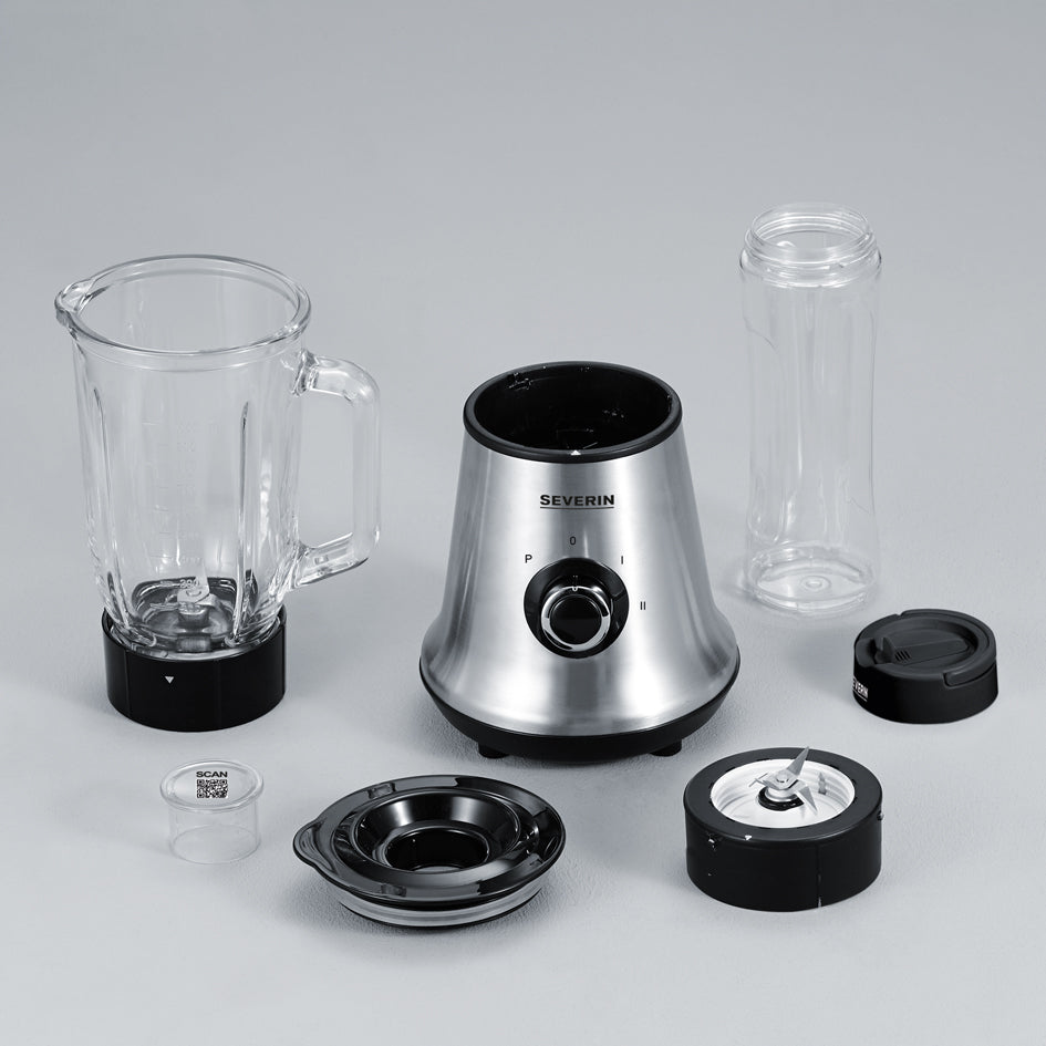 Liquidificadora Severin SM3737 | 500W, Jarro vidro 1L, Garrafa Mix & Go 600ml