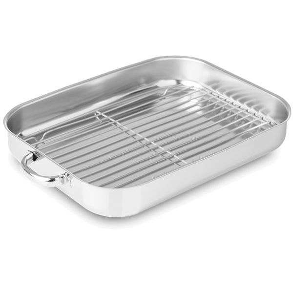 Tabuleiro Silampos com asas e grelha 36x27 cm | Aço inoxidável polido