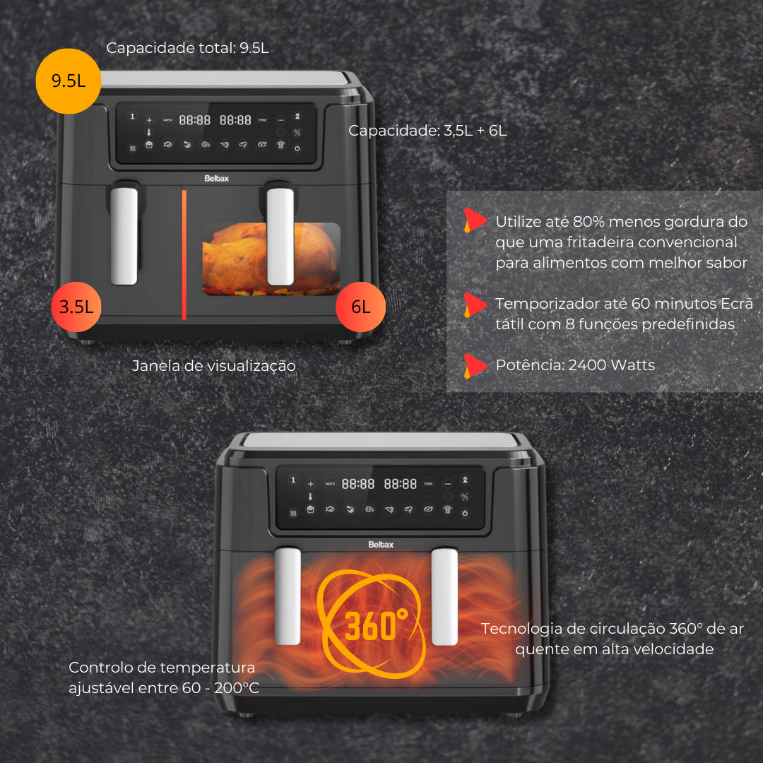 Fritadeira Beltax BHF5047 | 6L+3.5L, 2400W, 60 min