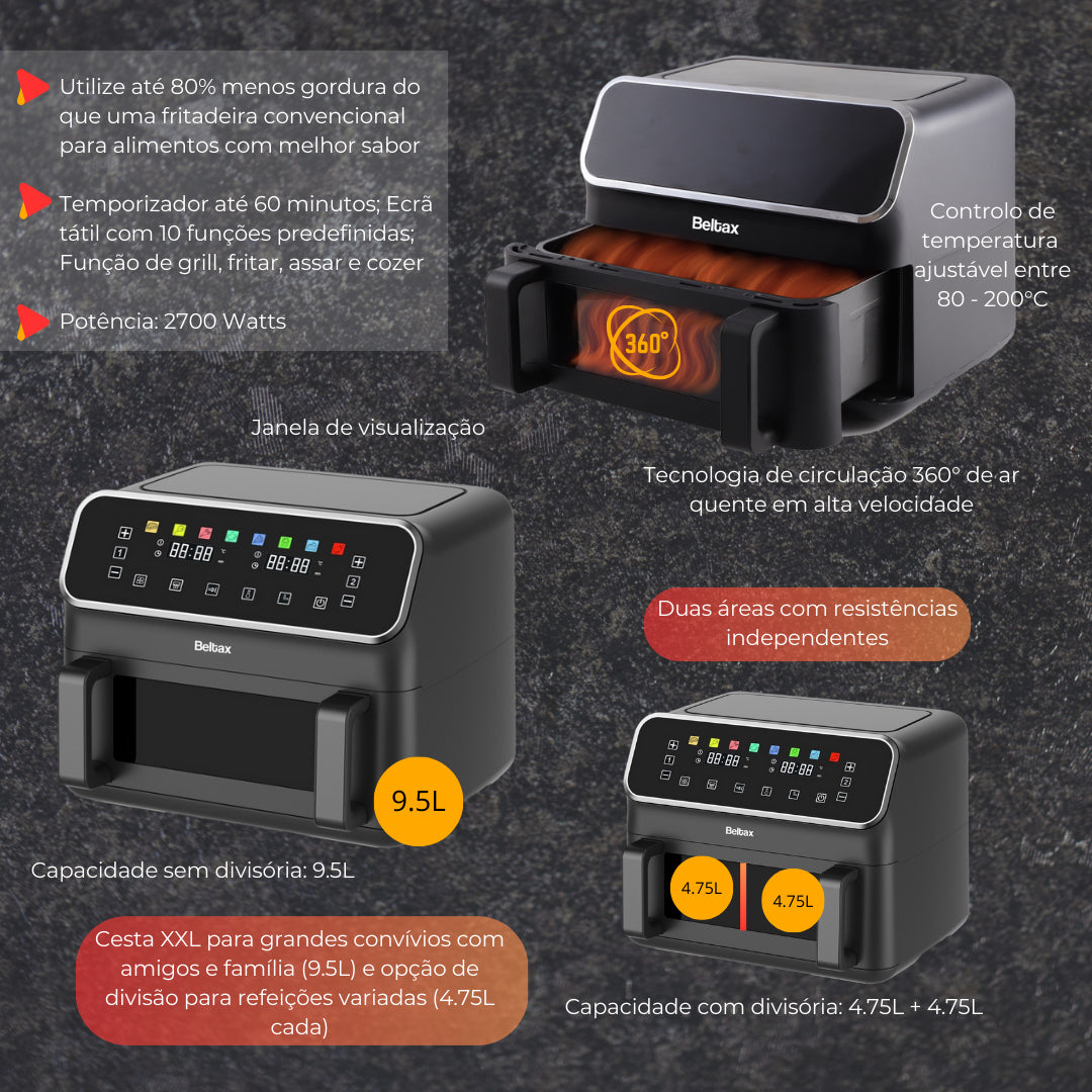 Fritadeira Beltax BHF5048 | 9.5L, 2700W, Ar quente