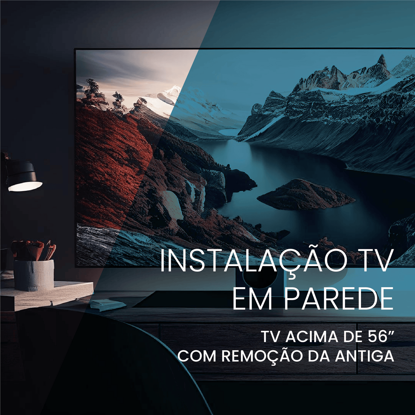 Instalação TV em Parede acima de 56" com remoção da antiga