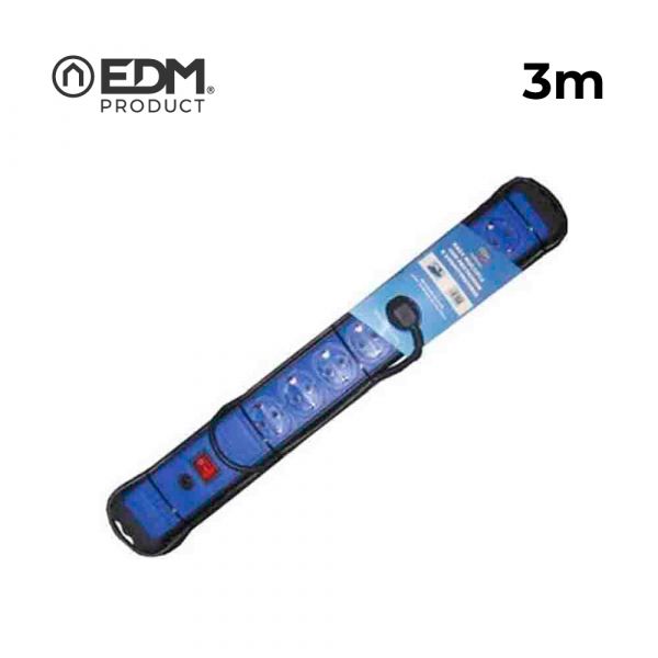 Bloco 6 Tomadas EDM EDM41819 | 3m, Protetor, Interruptor