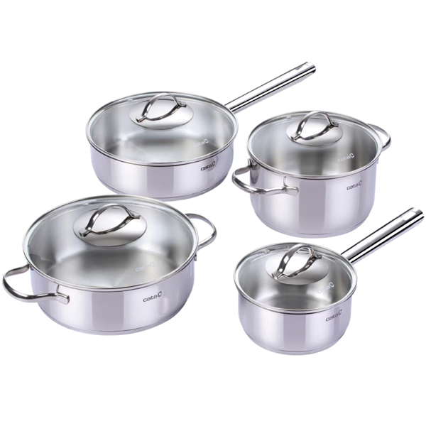 Bateria de Cozinha CATA Set Professional | Aço Inox, 4 Peças, Indução