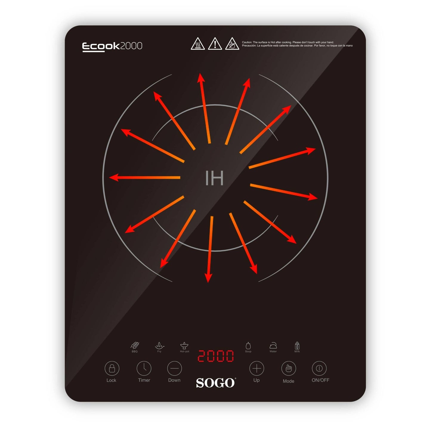 Placa Elétrica Sogo COCSS10246 | 1 zona, 2000W, Indução