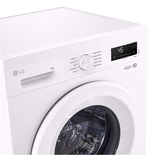 Máquina de Lavar Roupa LG F4X1008NWH | 8kg, 1400RPM, A