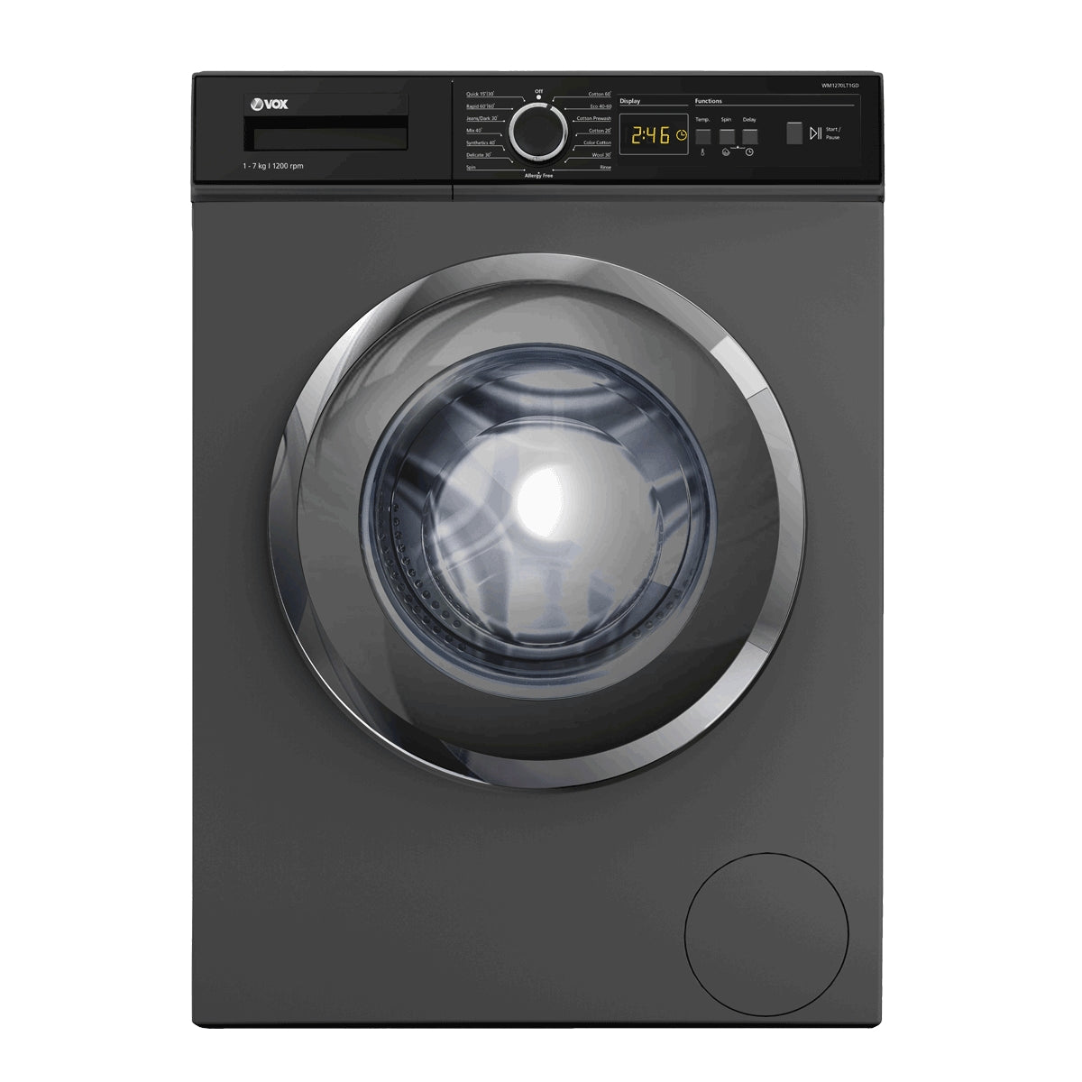 Máquina Lavar Roupa Vox WM 1270 LT1GD | 7kg, 1200 RPM, Classe D