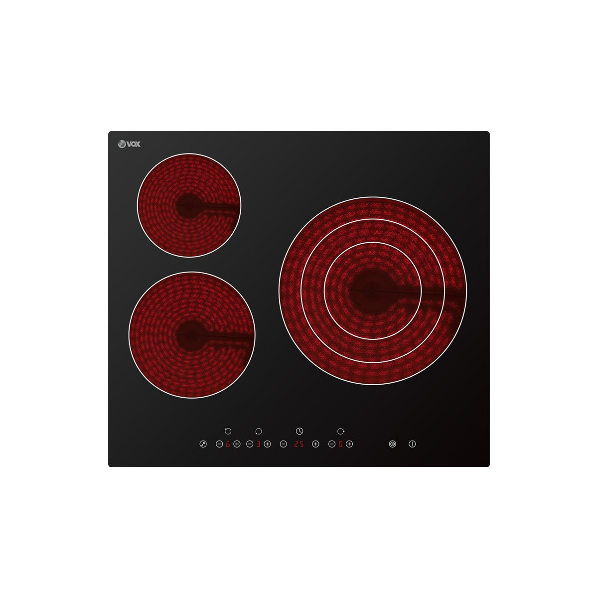 Placa de Vitrocerâmica Vox EBC315DBR1 | 3 zonas, Touch