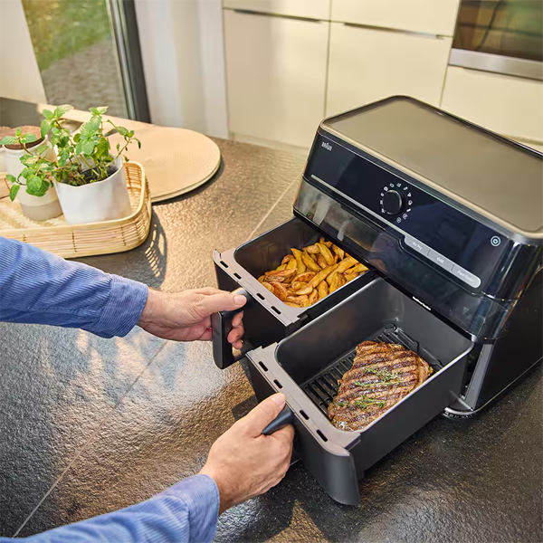 Fritadeira Air Fryer 3 em 1 BRAUN HF5073IBK | 6L, 2000W, 20 Programas