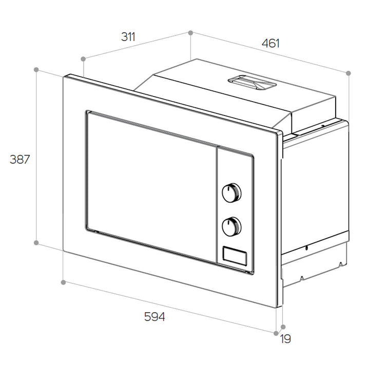 Micro-ondas Encastre Taurus MO20IXM | 20L, Grill, Inox