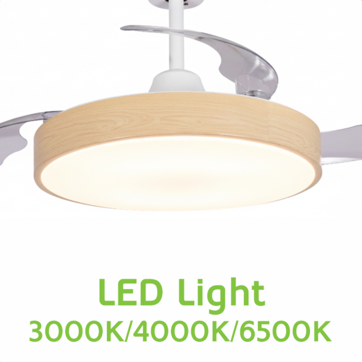 Ventoinha de Teto HAEGER Bright Wood | 66w, 7 M2, Lâminas Retráteis
