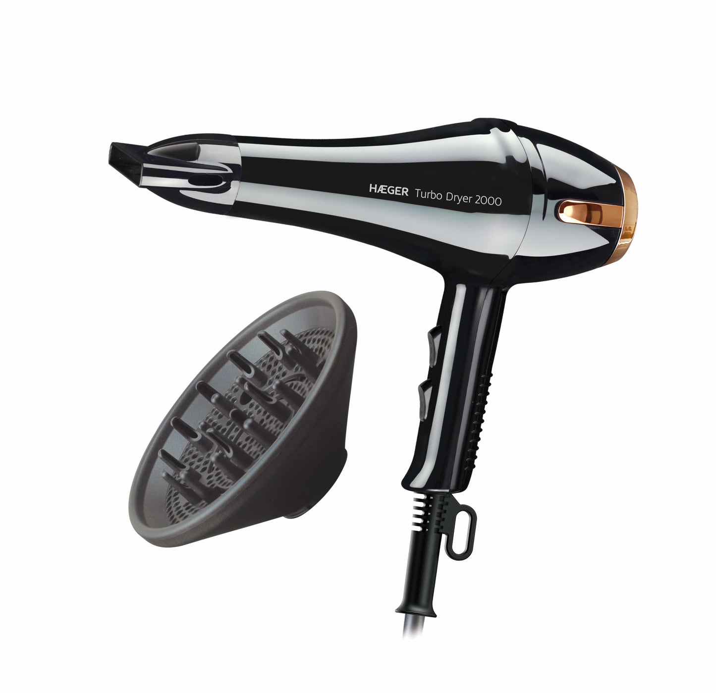 Secador de Cabelo Haeger Turbo Dryer | 2000W, Motor DC, 2 Velocidades, 3 Temperaturas