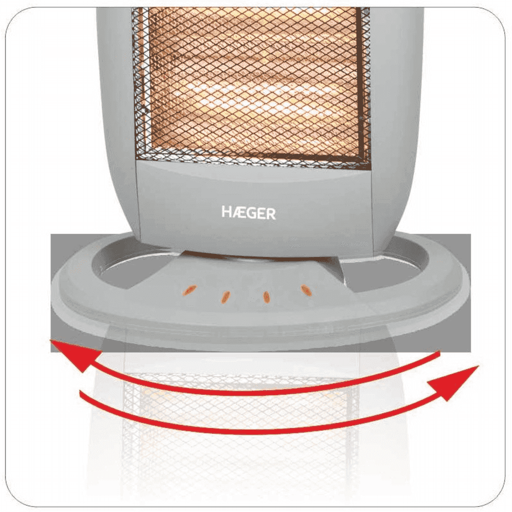 Aquecedor Halogéneo Haeger Halo 1200 Plus | 1200 W, Oscilante, Proteção Queda