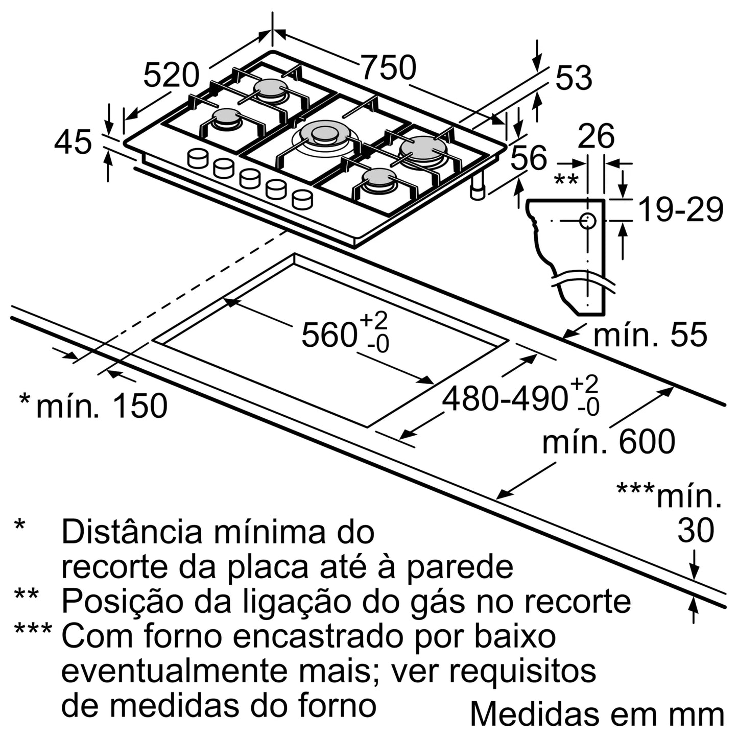 Placa a Gás Balay 3ETX576CB | 5 Queimadores, Aço Inox, GasStop