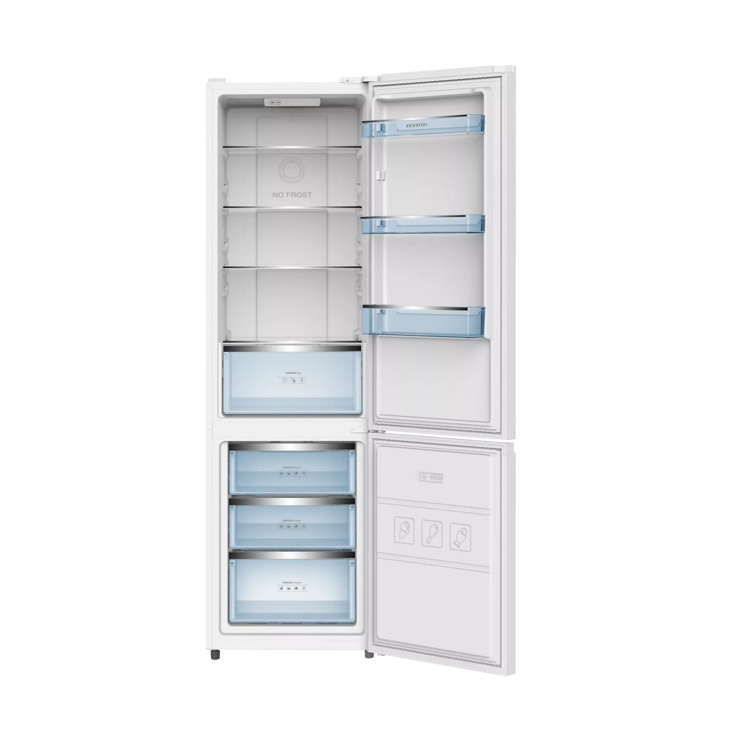 Frigorífico Combinado INFINITON FGC340C20BEM | 340L, Classe E, No Frost