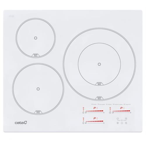 Placa de Indução Cata INSB 6030 WH | 3 Zonas, 7100W, Controlo Tátil