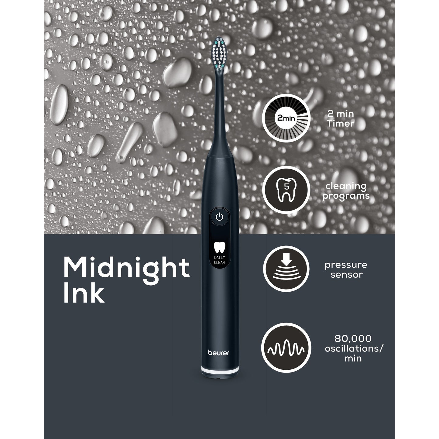 Escova de Dentes Sónica Beurer SC50 Midnight Ink | 22 dias bateria