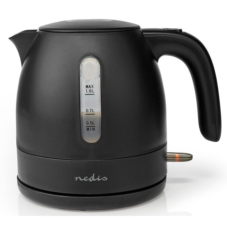 Jarro Elétrico NEDIS KAWK300EBK | 1L, Preto Fosco, Base 360°