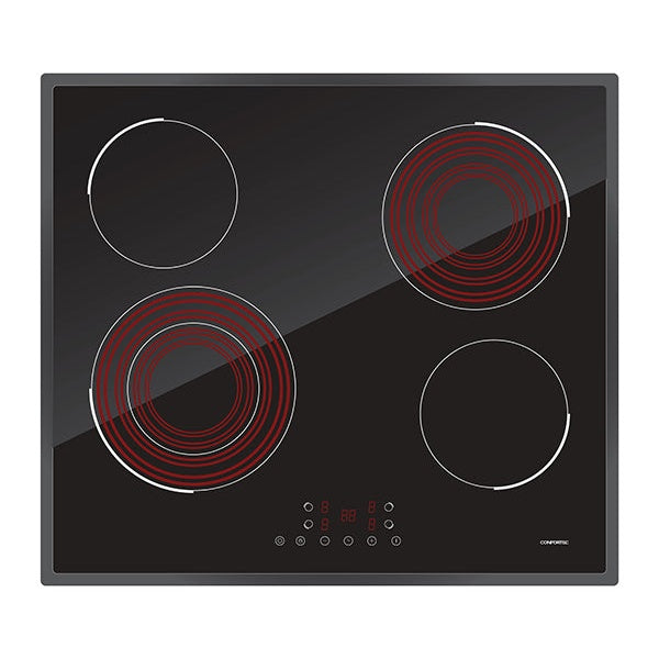 Placa Vitrocerâmica CONFORTEC CFH6244VTC | 4 zonas, 60cm, 6.400W