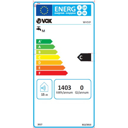 Termoacumulador Vox WH50F | 50L, 1500W, Classe C