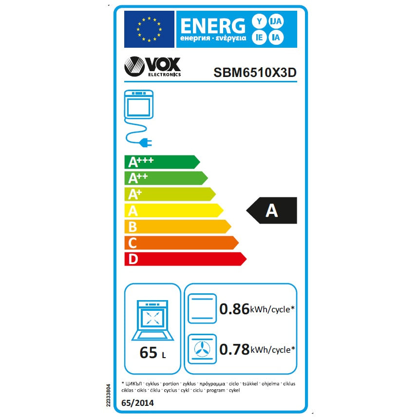 Forno Elétrico Vox SBM6510X3D | 65L, Grill, Convecção