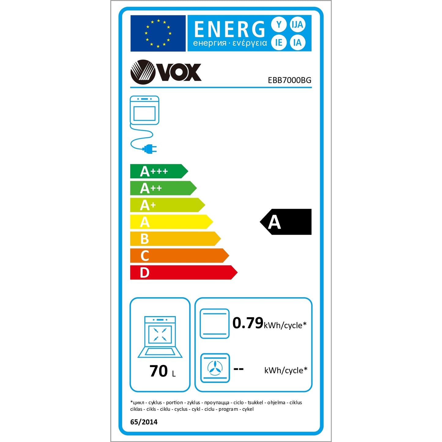 Forno Elétrico Vox EBB7000BG | 70L, Termostato, Vidro