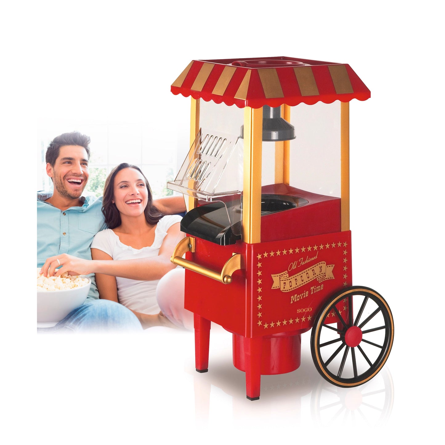 Máquina de Pipocas Sogo PALSS11330 | 1200W, Sem óleo, 3 minutos
