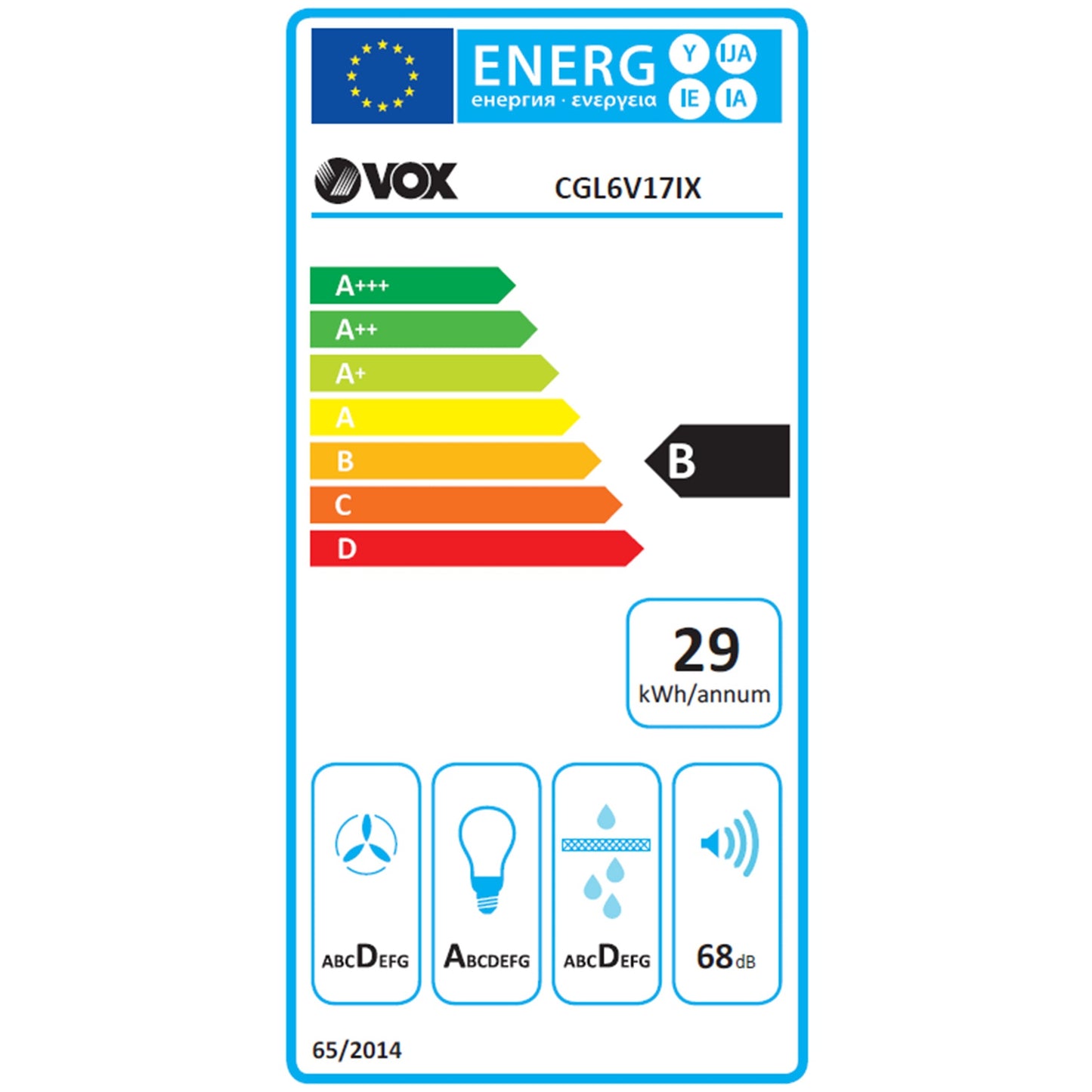 Exaustor Vox CGL6V17IX | 336 m³/h, 3 velocidades, Inox