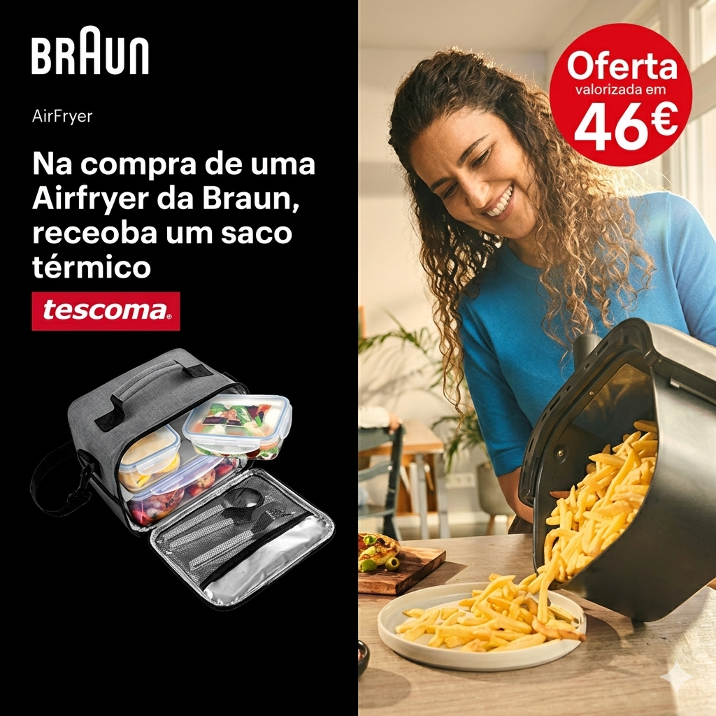 BRAUN - NA COMPRA DE UMA AIRFRYER DA BRAUN - RECEBA UM SACO TÉRMICO (15/04/2026 - 30/06/2026)