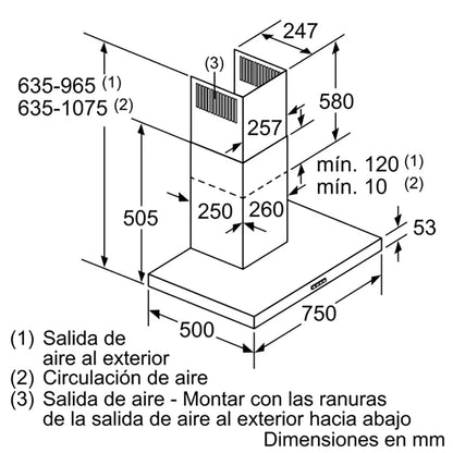 Chaminé BALAY 3BC076MX | 75cm, 619 m³/h, Sensor