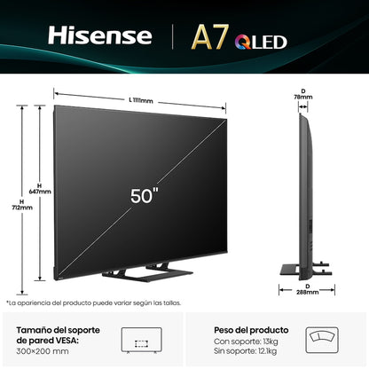 TV Hisense 50A7Q | 50", QLED, 4K