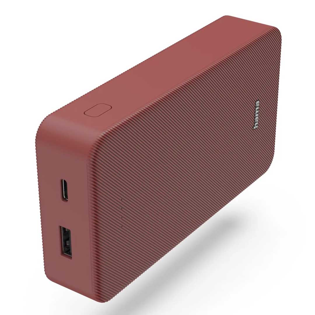 Powerbank Hama Colour 20 | 20000mAh, 2 Saídas, Vermelho