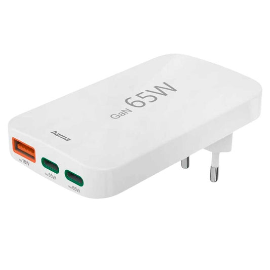 Carregador Hama GaN 2 USB-C 1 USB-A PD 65W | Mini Plano