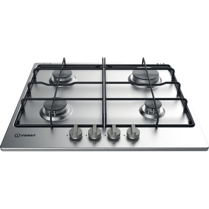 Indesit THP 642 IX/I Preto, Aço inoxidável Encastre 58 cm Gás 4 zona(s)