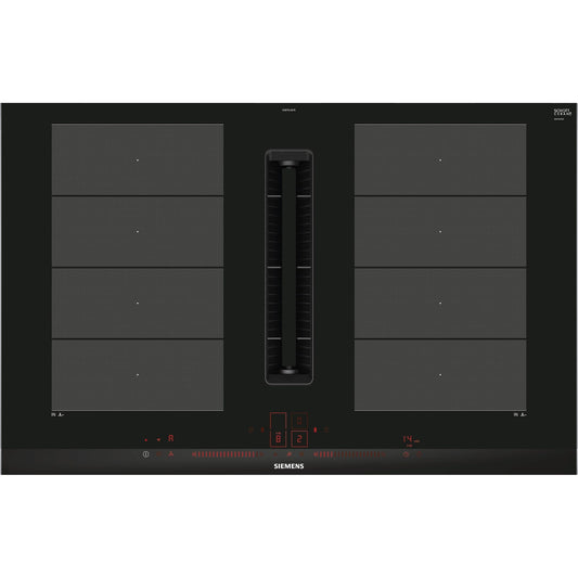 Siemens iQ700 EX875LX67E placa Preto, Aço inoxidável Encastre 80 cm Placa com zona de indução 4 zona(s)