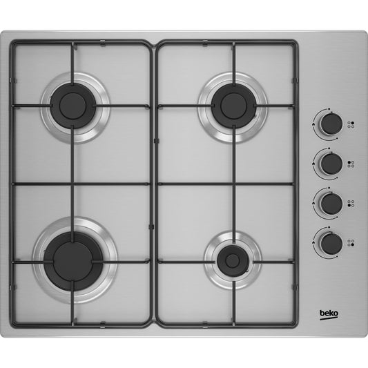 Beko HIGG 64103 SXL placa Preto, Aço inoxidável Encastre 61 cm Gás 4 zona(s)