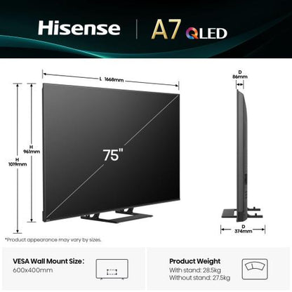 TV Hisense 75A7Q | 75", QLED, 4K