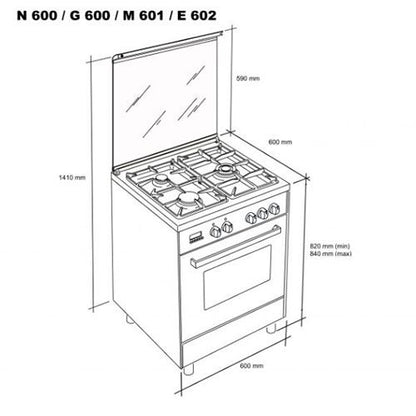 Fogão a Gás Butano Propano Meireles M 601 X | 4 Zona(s), 51L