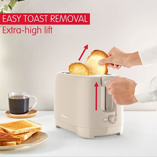 Torradeira Moulinex LT2M0B10 Morning | 2 Fendas Largas, 850W, 7 Níveis de Tostagem, Creme
