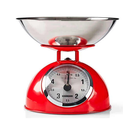 Balança de Cozinha Retro Nedis KASC110RD | Vermelha, 5kg, Inox