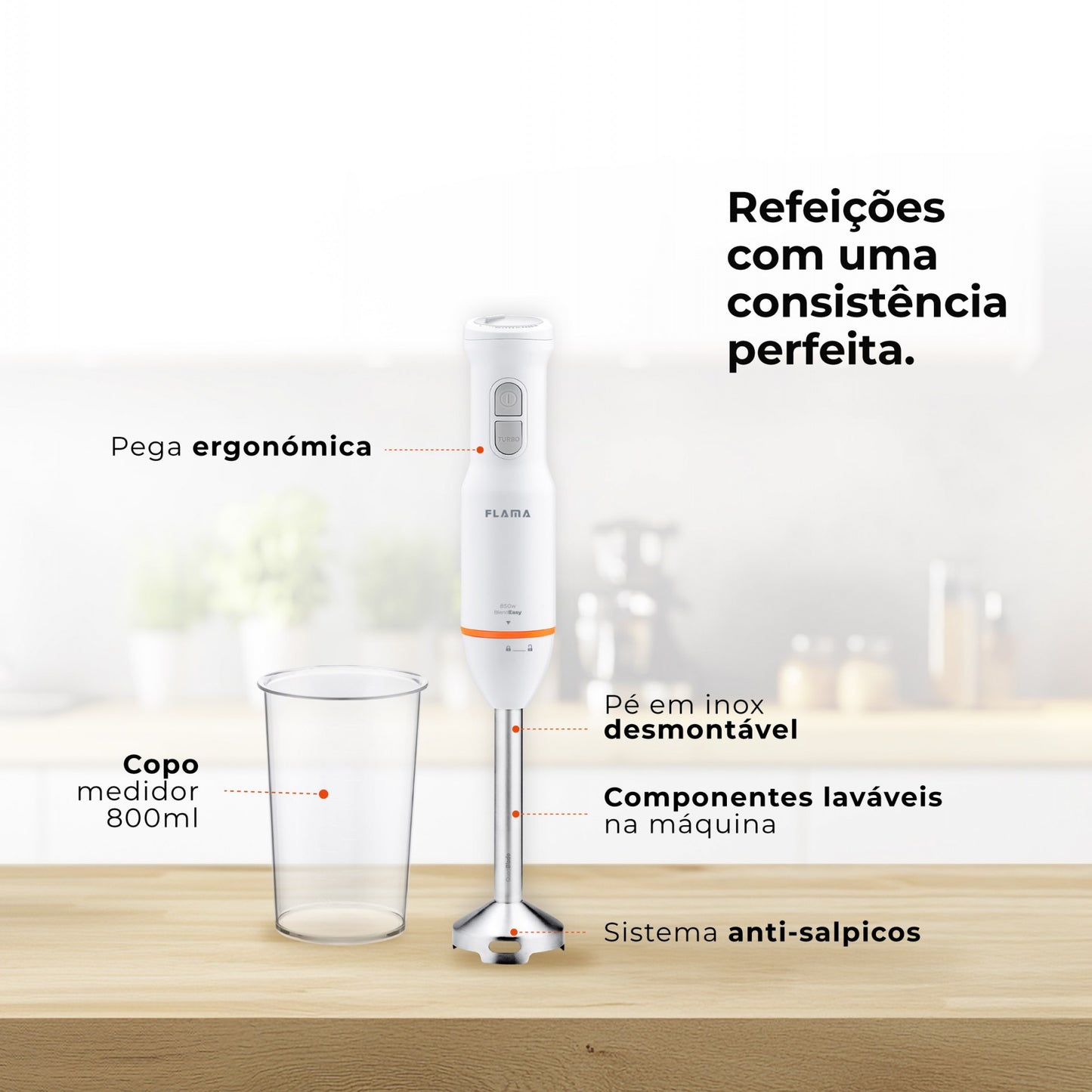 Varinha Mágica FLAMA 2032FL BlendEasy QuadBlade | 850W, 15 Vel.