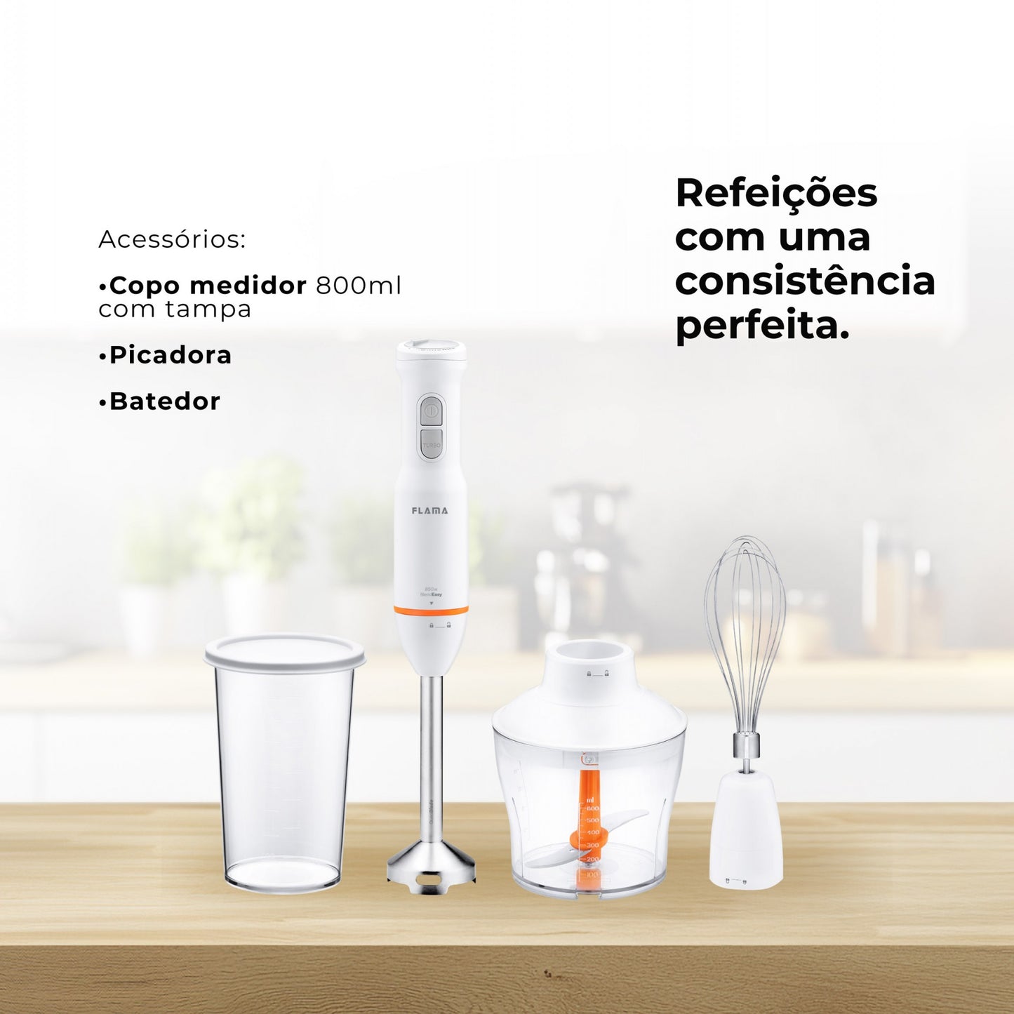 Varinha Mágica FLAMA 2052FL BlendEasy QuadBlade | 850W, 15 Vel.