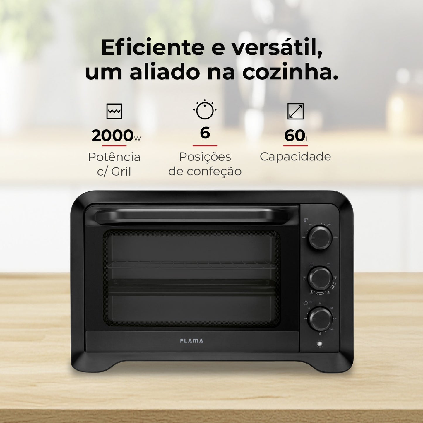 Mini Forno FLAMA 1539FL | 60L, Conveção, 2000W