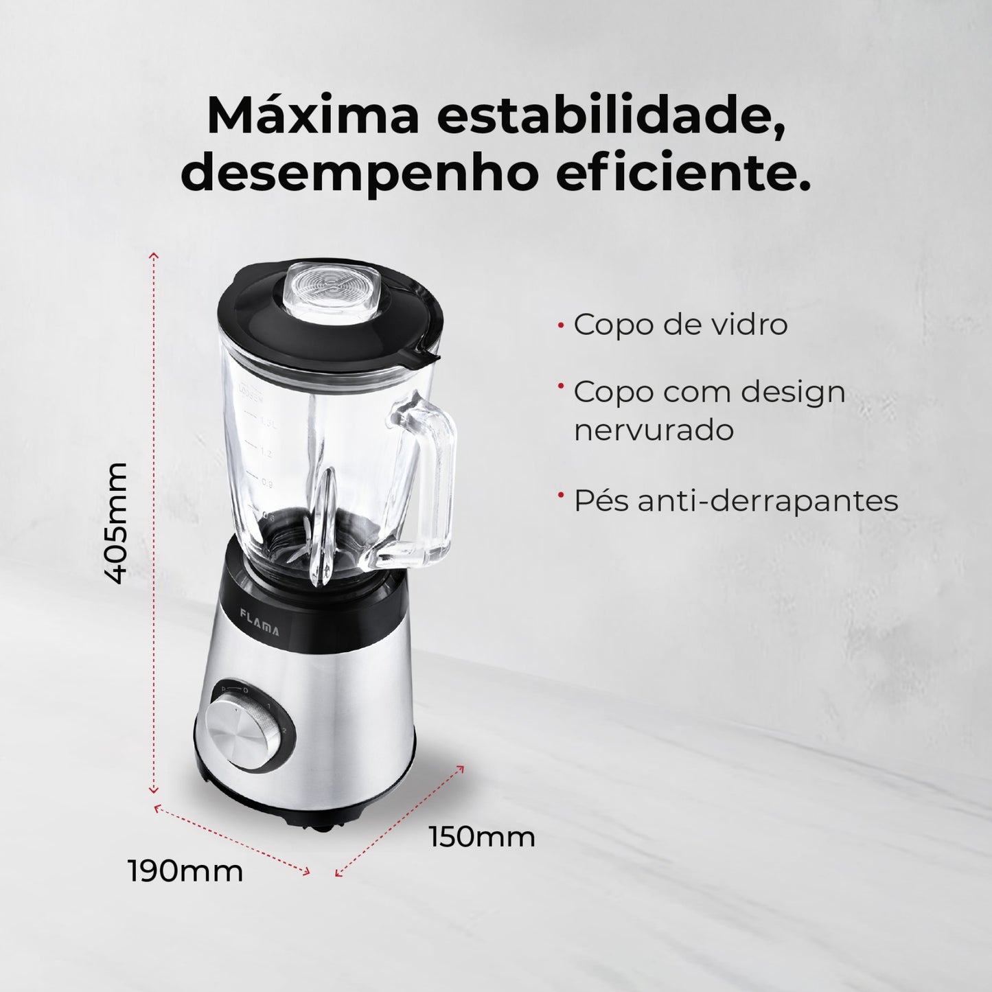 Liquidificadora FLAMA 2237FL | 1300W, 1.5L, 2 Velocidades