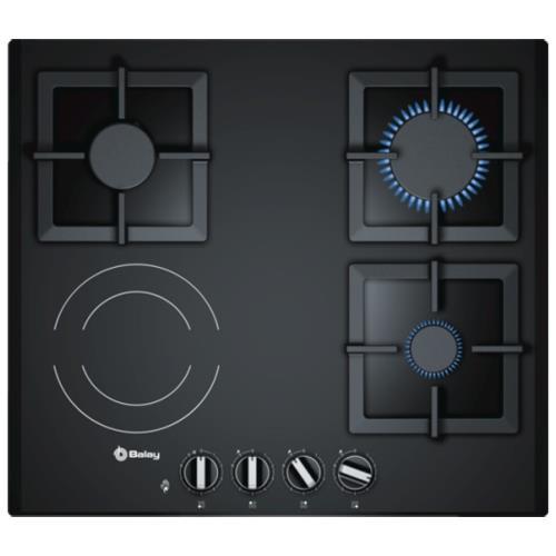Placa Combinada Balay 3‑ETG‑667‑HB | 60 cm, 3 Gás + 1 Elétrica, Preto