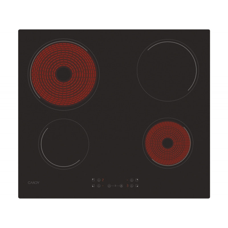 Placa Vitrocerâmica Candy Timeless CH64CCB | 59cm, 4 zonas, 6500W, Preto