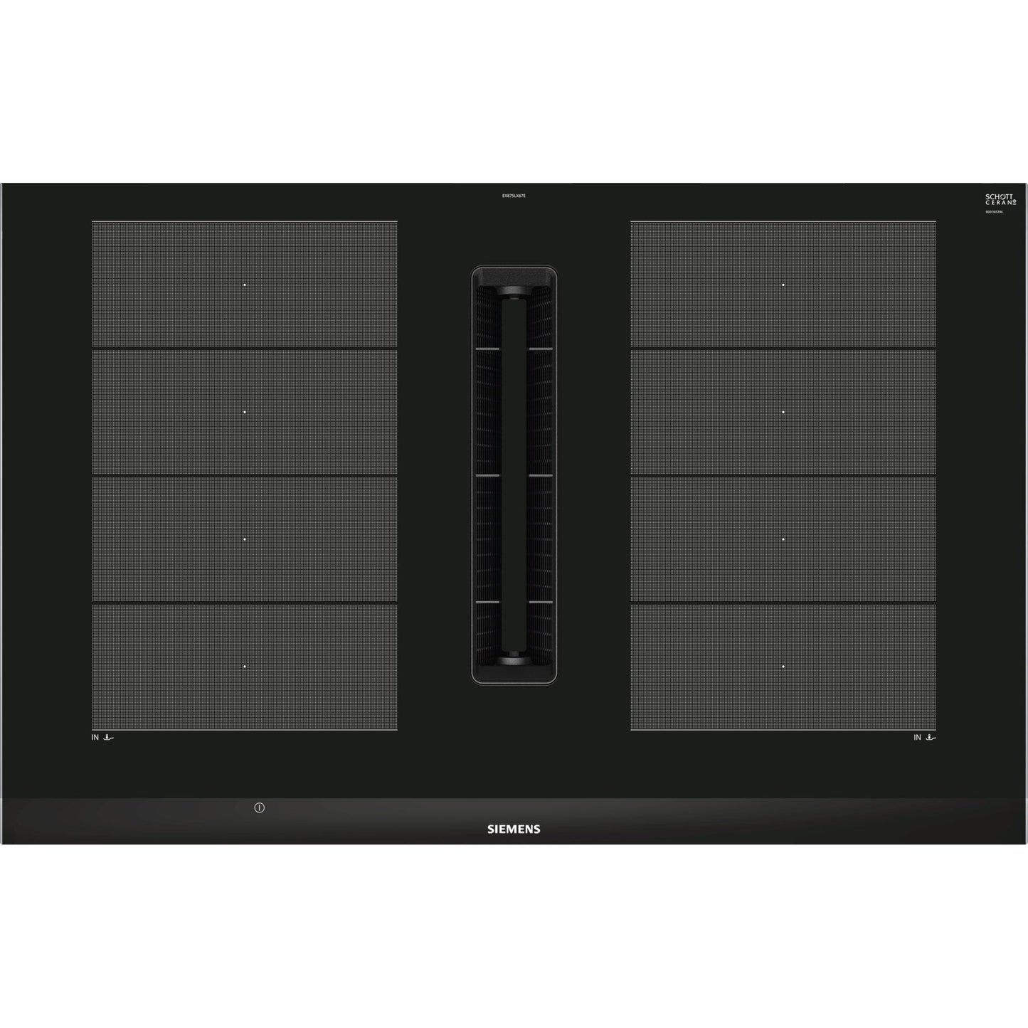 Siemens iQ700 EX875LX67E placa Preto, Aço inoxidável Encastre 80 cm Placa com zona de indução 4 zona(s)