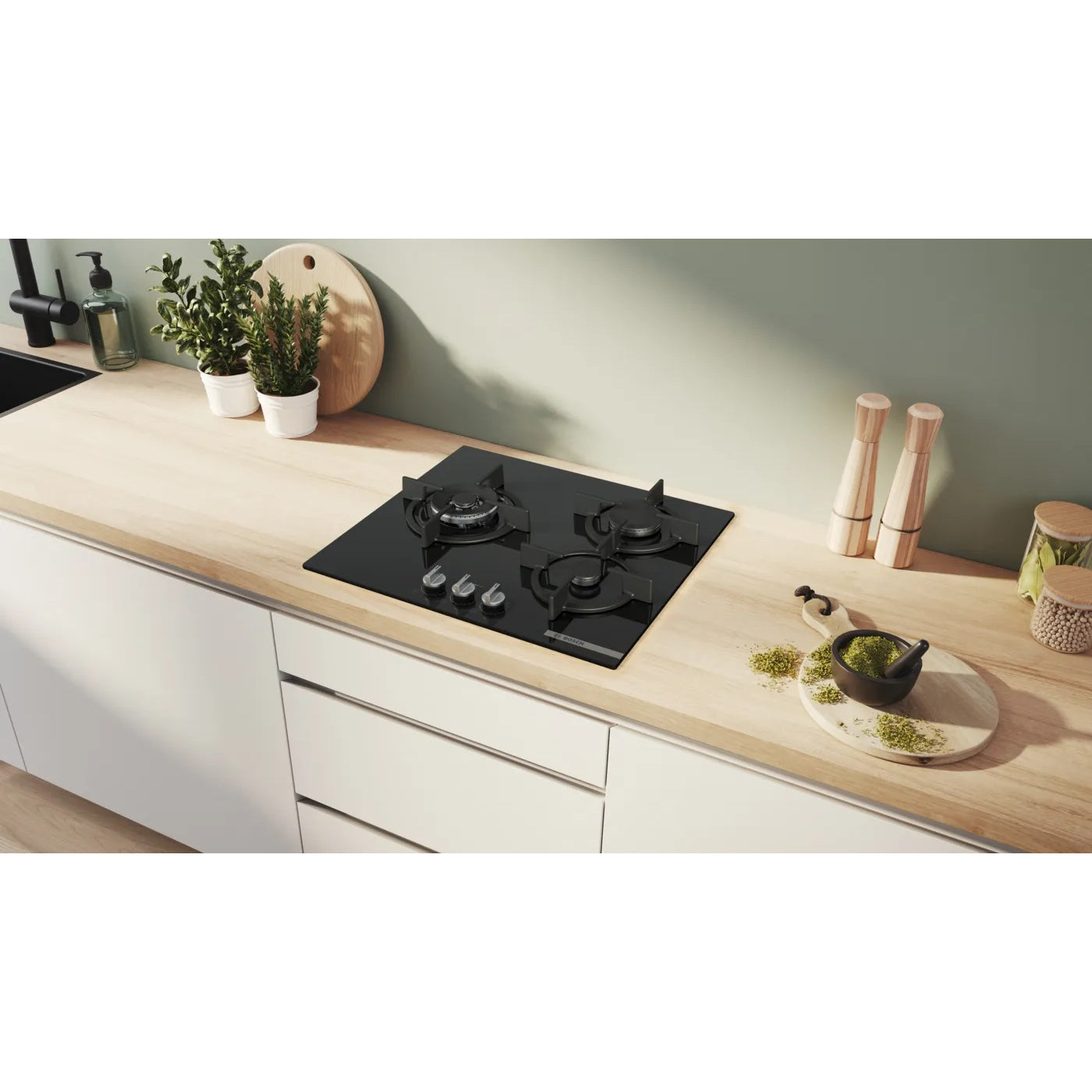 Placa a Gás Bosch PPC6A6I10 | 3 Queimadores, FlameSelect, Vidro