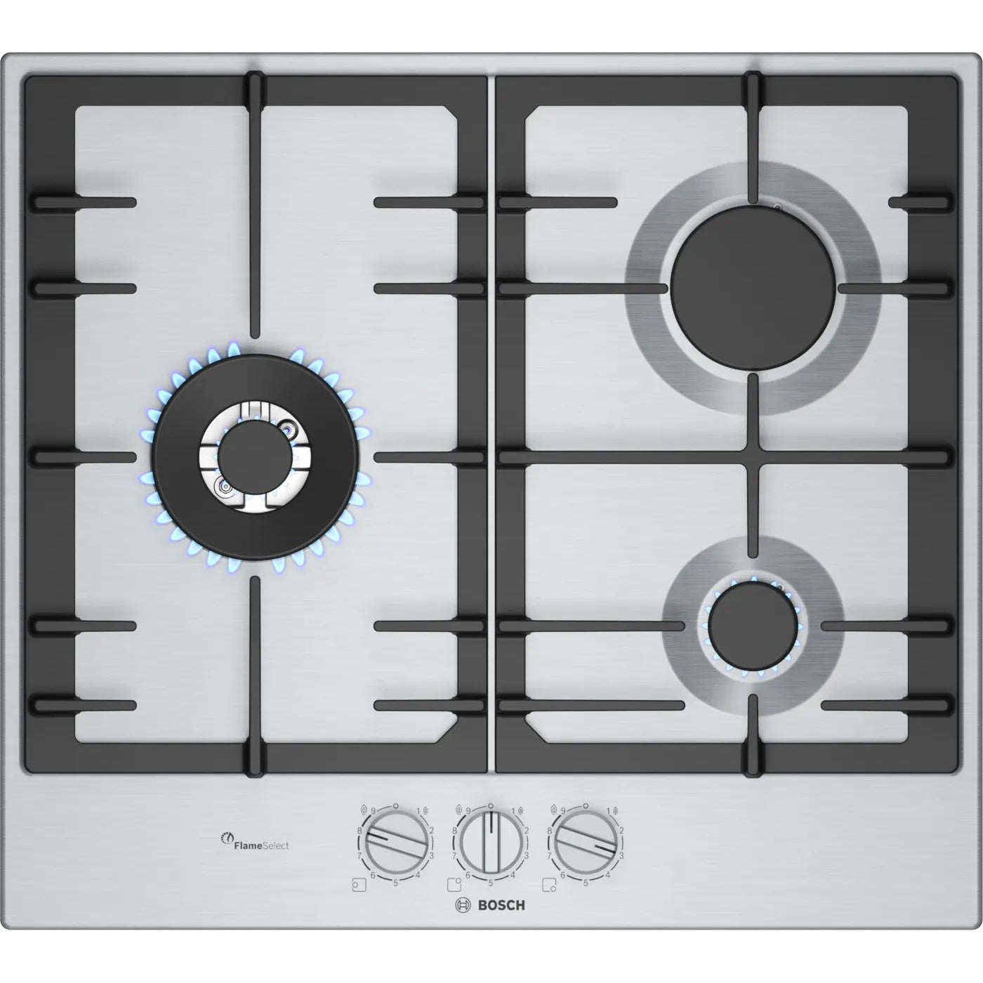 Placa a Gás Bosch PCC6A5I90 | 60 cm, Inox, 3 Queimadores, FlameSelect